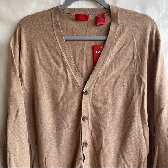 Izod Tan Brown Button Down Cardigan - Picture 1 of 9